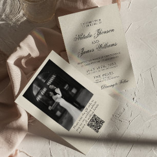 Invitation Code QR de mariage rétro argent de famille élégant