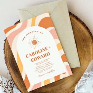 Invitation Code Qr de Mariage  Super orange Wavy Boho