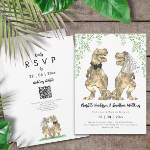 Invitation Code QR de mariage sur le thème des dinosaures