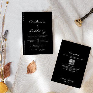 Invitation Code QR de monogramme de mariage minimaliste moder