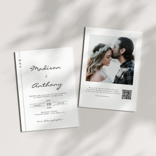 Invitation Code QR de photo de mariage à calligraphie minimal