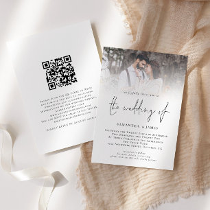 Invitation Code QR de photo de mariage à l'écriture moderne
