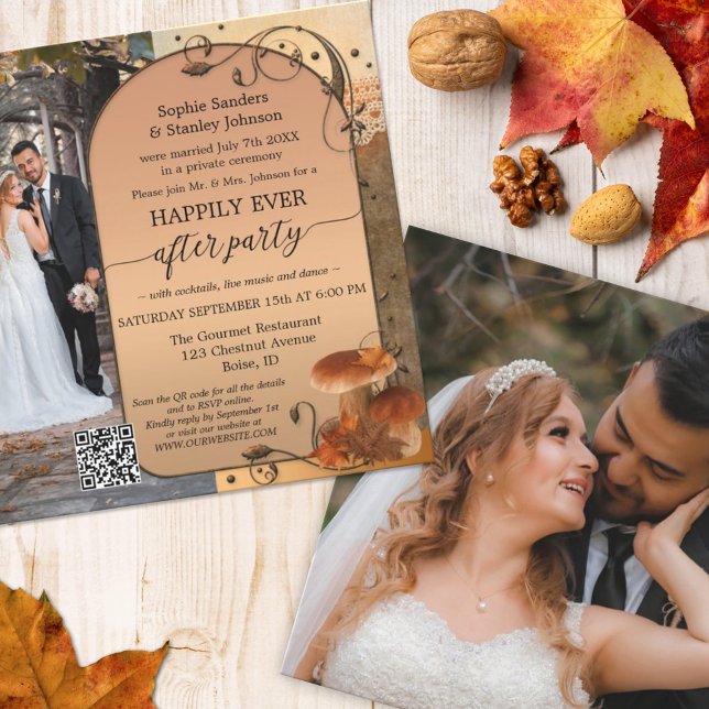Invitation Code QR de photo de mariage automnal bohème après  (Créateur téléchargé)