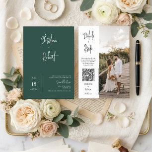 Invitation Code QR de photo de mariage minimaliste bohème ver