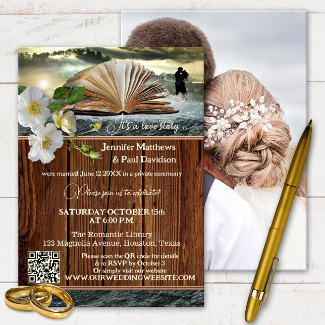 Invitation Code QR de photo des amoureux du livre après la fê (Créateur téléchargé)
