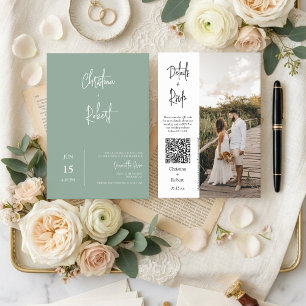 Invitation Code QR de réponse de mariage minimaliste boho ver