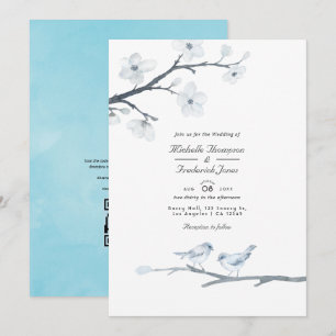 Invitation Code QR de Réponse pour Mariage aux Fleurs de Ceri