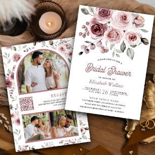 Invitation Code QR de roses roses poussiéreuses pour Baby Sho