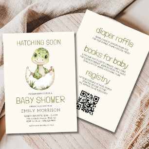 Invitation Code QR Dinosaur Hatching Bientôt Baby shower