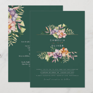 Invitation Code QR d'invitation de mariage floral d'été vert