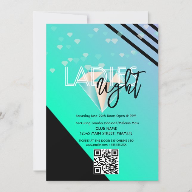 Invitation Code QR du Flyer du Bar de la Bright Ladies Night  (Devant)