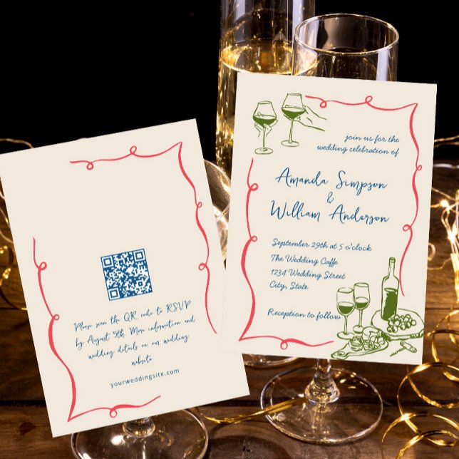 Invitation Code QR du Mariage rétro pour gribouillages à main (Créateur téléchargé)