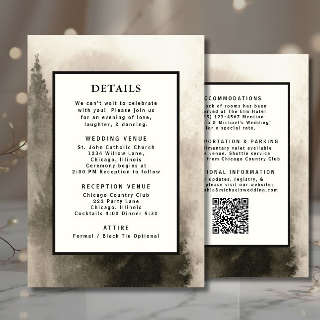 Invitation Code QR du Modèle de détail de Mariage d'aquarelle (Créateur téléchargé)