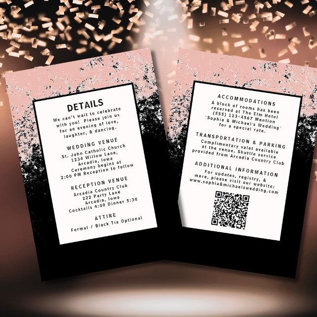 Invitation Code QR du Modèle de détails du Mariage blanc noir (Créateur téléchargé)