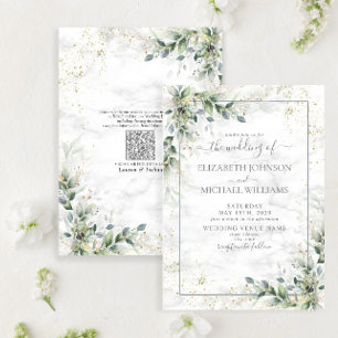 Invitation Code QR Dusty Eucalyptus Botanical Gold Green