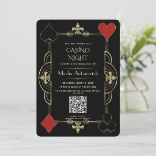 Invitation Code QR élégant Las Vegas Casino Graduation de nui