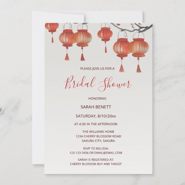 Invitation Code QR | Fête des mariées des lanternes chinoises (Devant)
