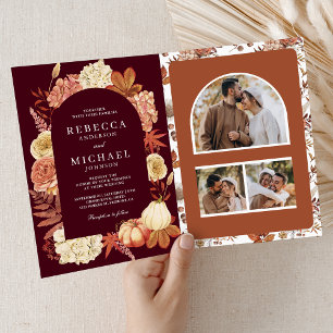 Invitation Code QR Fleurs de Citrouille en Terracotta Mariage