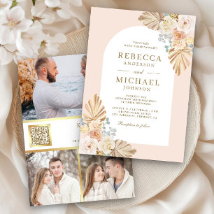 Invitation Code QR Floral Arch Terreux Poussiéreux Mariage Ph