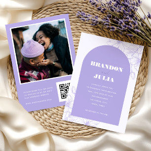 Invitation Code QR Floral Botanique Arche Bohème Lilas Lavand