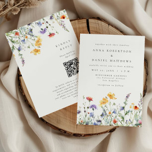 Invitation Code QR Floral Coloré Mariage