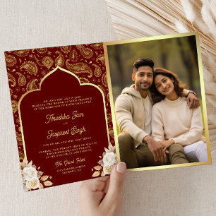 Invitation Code QR floral paisley or rouge mariage indien
