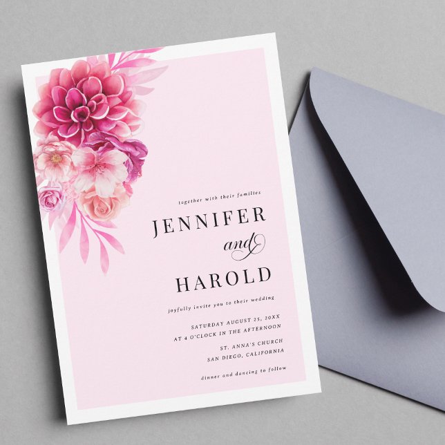 Invitation Code QR floral rose chaud vibrant tout en un Maria (Créateur téléchargé)