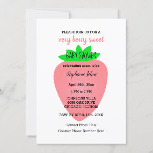 Invitation Code QR Fraise Baby shower bébé fille 2024