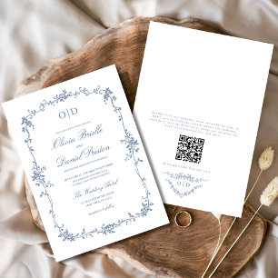 Invitation Code QR français victorien Floral Mariage Monogram