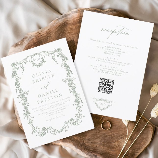 Invitation Code QR français victorien tout en un Mariage (Créateur téléchargé)