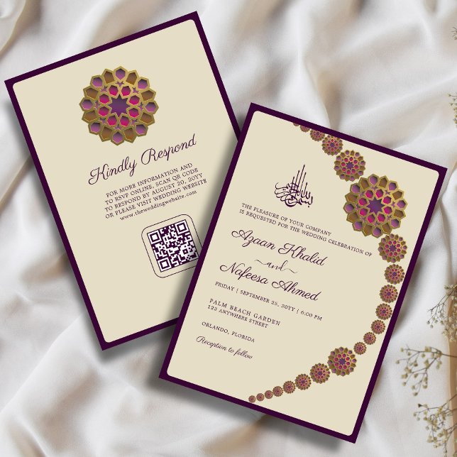 Invitation Code QR géométrique et floral élégant Mariage isla (Créateur téléchargé)