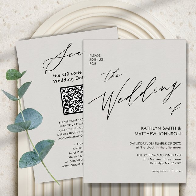 Invitation Code QR gris tout en un script moderne Mariage chi (Créateur téléchargé)