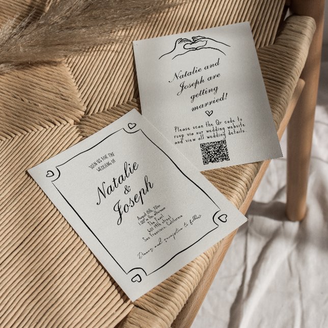 Invitation Code QR illustré main tiré Mariage lunatique (Créateur téléchargé)