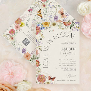 Invitation Code QR Love Is In Bloom Bridal Shower aux fleurs