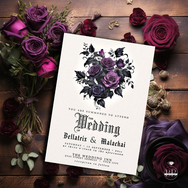 Invitation Code QR Macabre Améthyste profond Purple Roses (Créateur téléchargé)