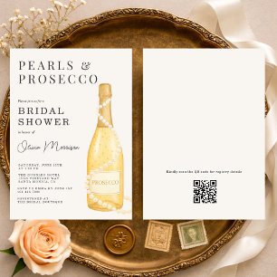 Invitation Code QR Mariage aux Perles et Prosecco pour Enterr