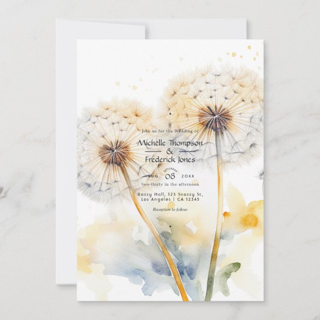 Invitation Code QR Mariage Dandelion (Devant)