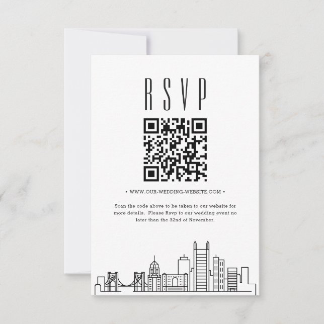 Invitation Code QR Mariage de Pittsburgh RSVP (Devant)
