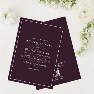 Invitation Code QR Mariage de script classique violet formel
