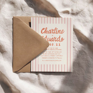 Invitation Code QR Mariage d'écriture rose et rouge ondulé