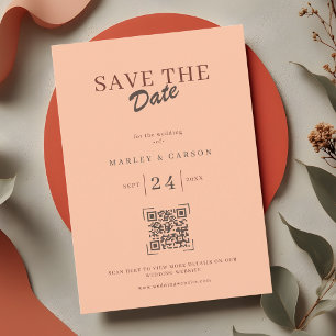Invitation Code QR Mariage Économisez la Date Mariage Corail