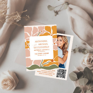 Invitation Code QR Mariage Floral Bohème Rétro
