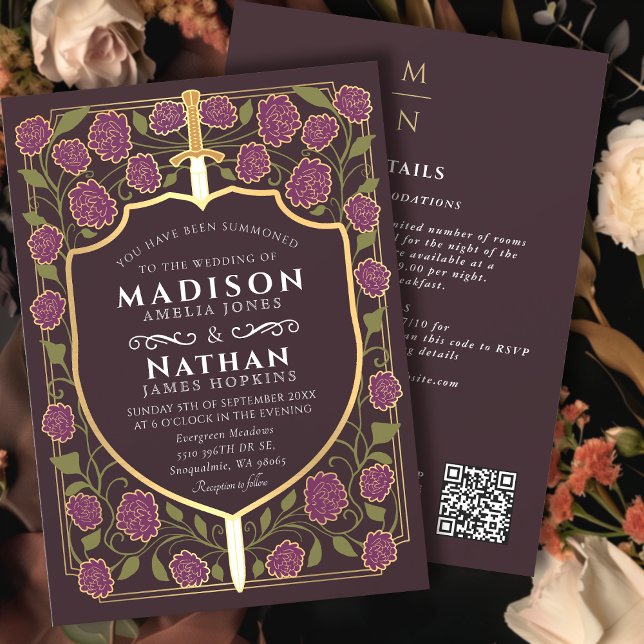 Invitation Code QR Mariage Mauve Sword Shield (Créateur téléchargé)