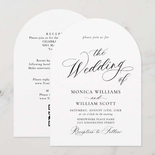 Invitation Code QR Mariage minimaliste élégant (Devant / Derrière)