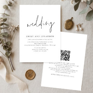 Invitation Code QR Mariage Minimaliste Noir Blanc