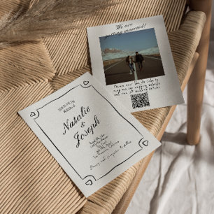 Invitation Code QR Mariage photo illustré à la main