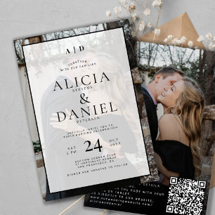 Invitation Code QR mariage photo typographie moderne simple 2