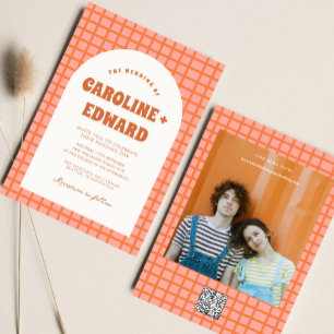 Invitation Code Qr Mariage Super coloré rétro Wavy Boho