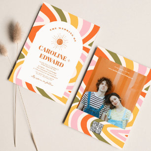 Invitation Code Qr Mariage Super Wavy Boho couleur rétro