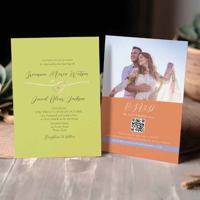 Invitation Code QR Mariage Vert Citron (Créateur téléchargé)